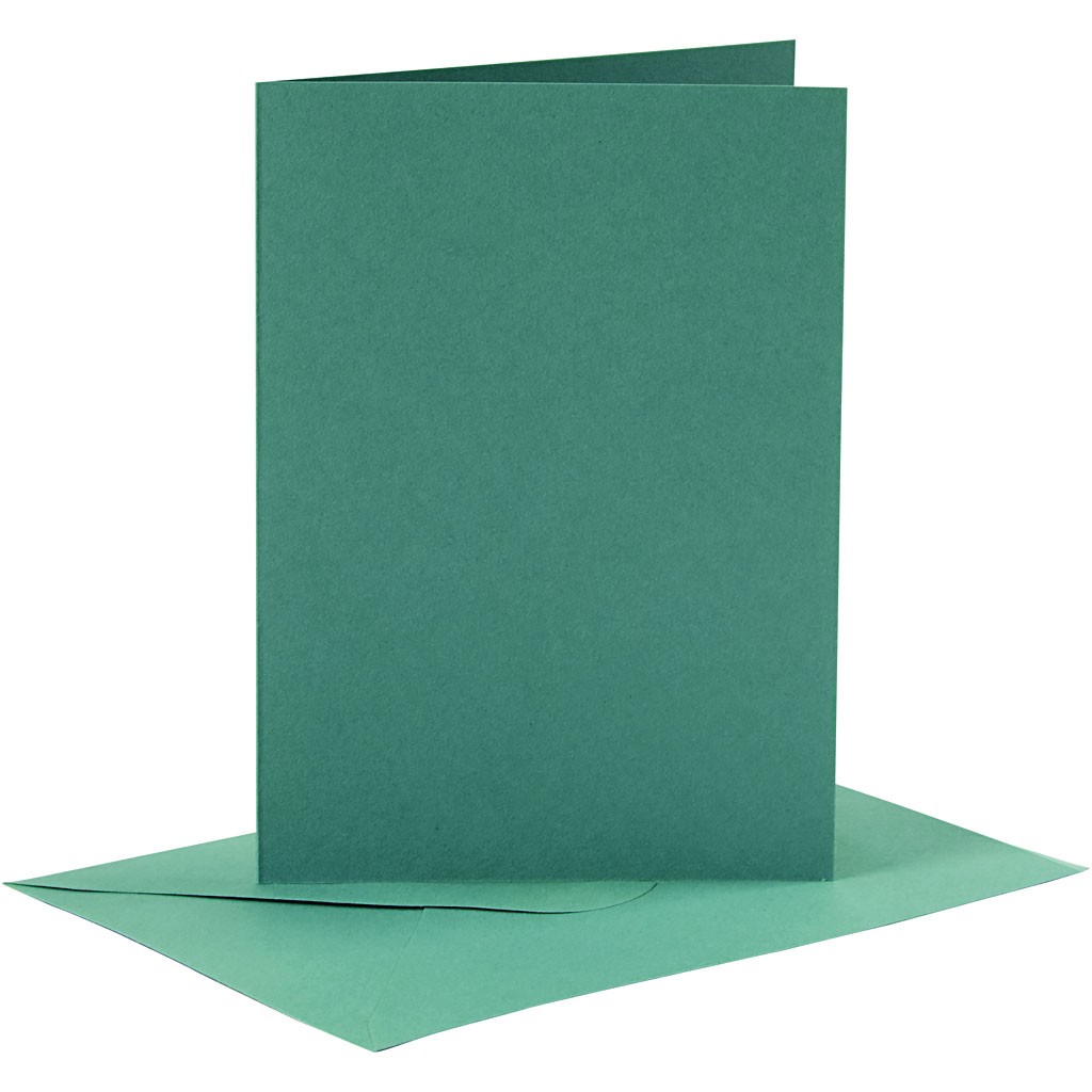 6 sæt kort og kuvert C6 grøn